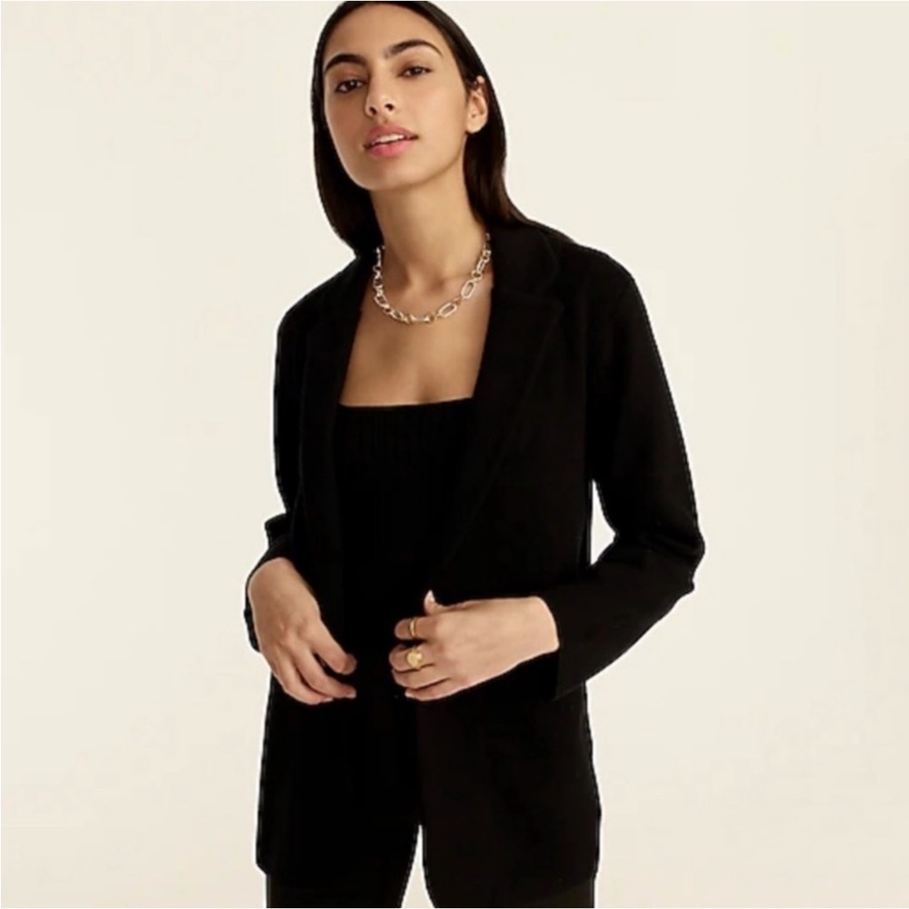 J Crew Cecile Relaxed Sweater Blazer Womens L Black Wool Double Knit Capsule - Picture 3 of 16